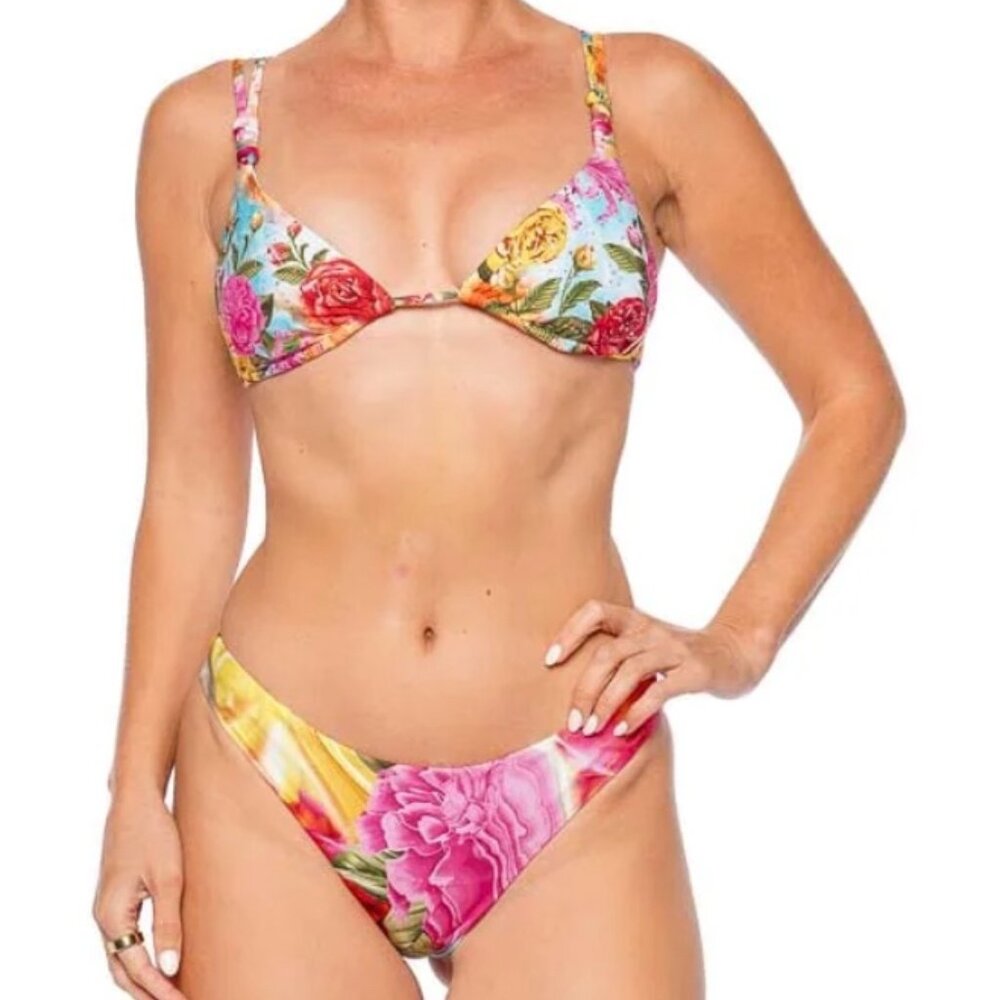Agua Bendita Sunny Mirage Ruched Bikini Top (small) and Ilu Bikini Bottom (med)